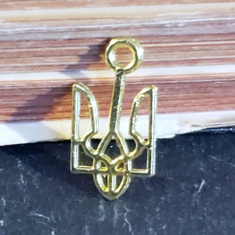 Gold Ukraine National Emblem Ukrainian Symbol 18x9mm Charms Pendants 10 pcs
